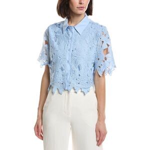 Hl Affair Womens Floral Lace Top, Blue